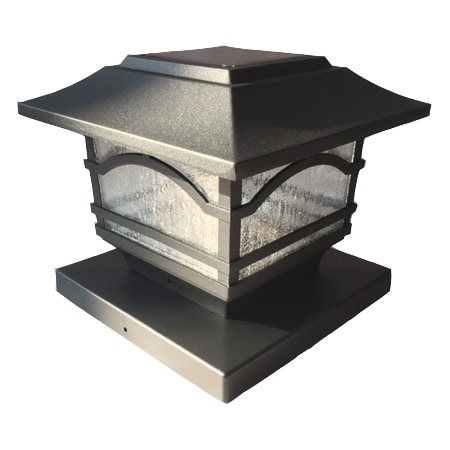 Maxsa Innovations Mission Style Post Top / Deck Light Metal and Glass, Black, PK2 41471